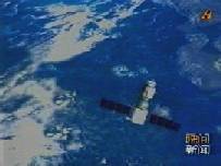 Das chinesische TV zeigt eine Animation des Raumfluges von Shenzhou.